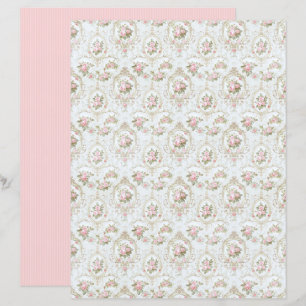 Folha de Papel Floral Rosa Coquette Vintage