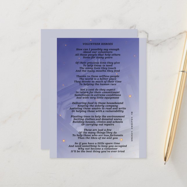 Folha de papel Heróis Voluntários (Frente/Verso In Situ)