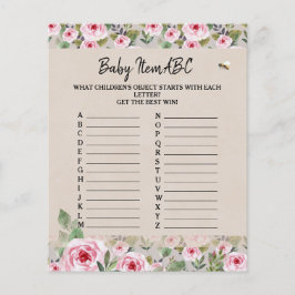 Folha de papel Jogo de baby shower "Baby Item ABC"