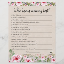 Folha de papel jogo Quem conhece melhor a mamãe?