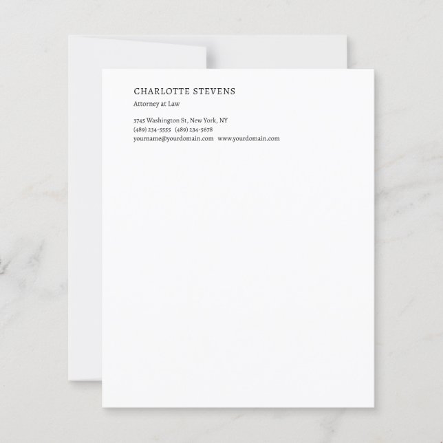 Folha de Papel Minimalista Tendência Advogado (Frente)
