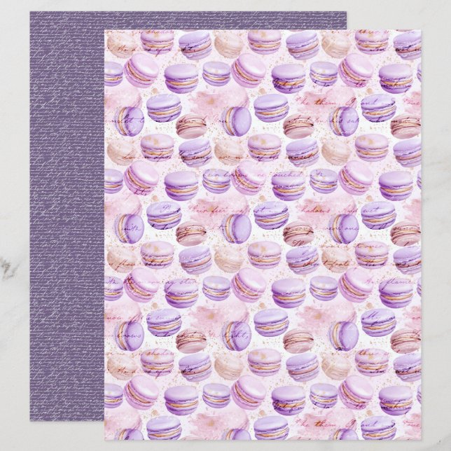 Folha de Papel para Caderno Macaron Lavanda Vintag (Frente/Verso)