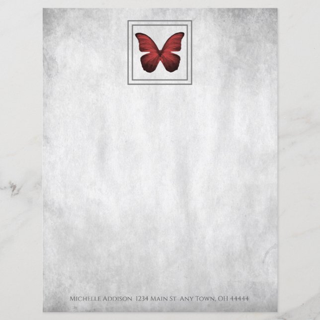 Folha de Papel Personalizada da Borboleta Vermelha (Frente)