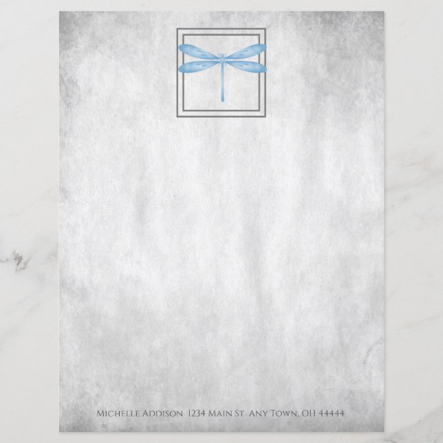 Folha de Papel Personalizada da Dragonfly Azul (Frente)