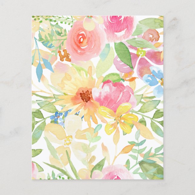 Folha de papel plano Scrapbook Flor de Aquarelas (Frente)