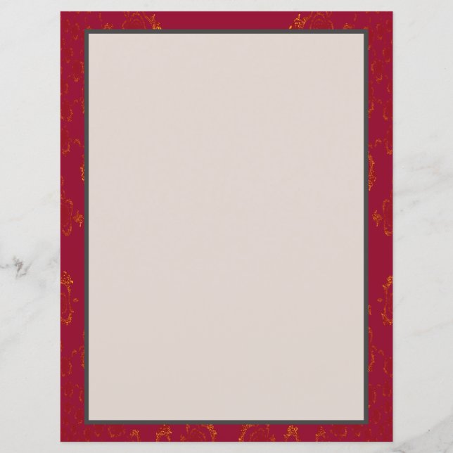 Folha de papel projetada em Bourgundy e Dourado (Frente)
