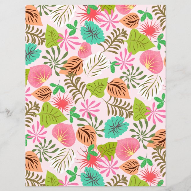 Folha de Papel Rosa Florestal Tropical (Frente)