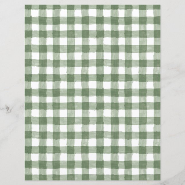Folha de Papel Rustic Green Gingham (Frente)