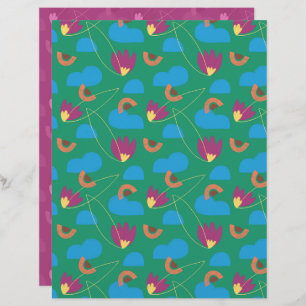 Folha de Papel Secundário na Nuvem Floral