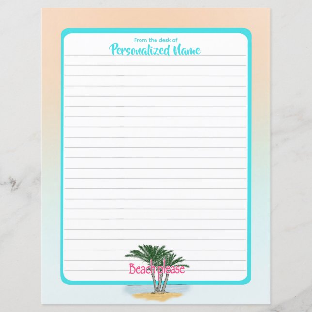 Folha de Papel Vinculado à Praia, Por Favor (Frente)