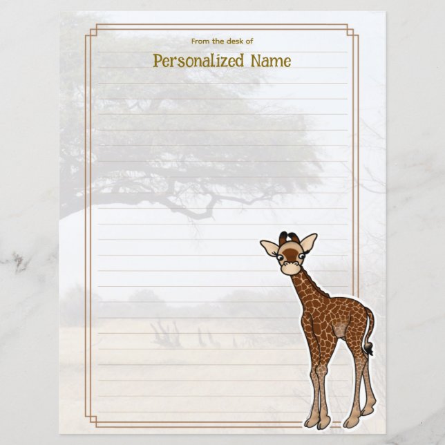Folha de Papel Vinculado Gerry Giraffe Savanna (Frente)