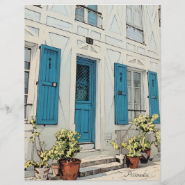 Folha de papelão Vintage White House Planta Azul C