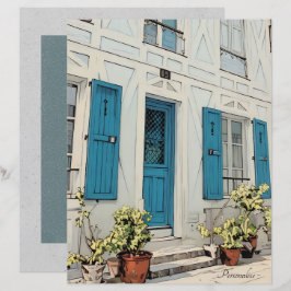 Folha de papelão Vintage White House Planta Azul C