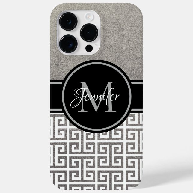 Folha de prata preto e branco Monograma da chave g (Verso)