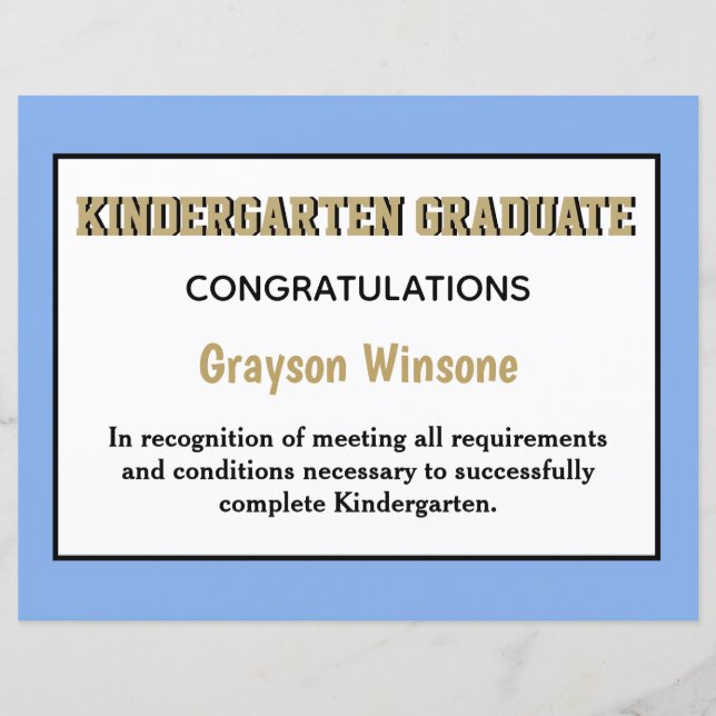 Folha de Prêmios do Formando do jardim do infantár (Frente)