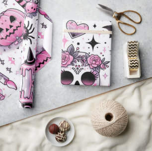 Folha de presente de Halloween, papel embrulhado a