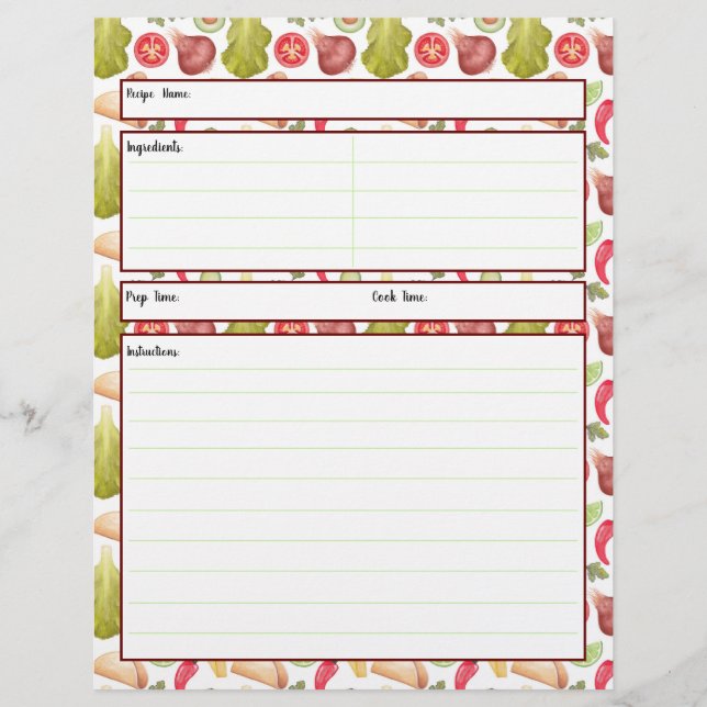 Folha de Receita do Tempo do Taco (Frente)