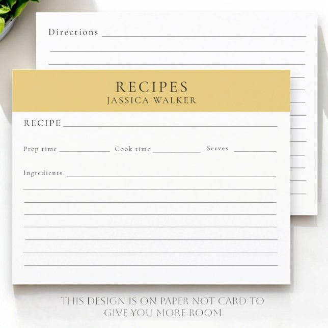 Folha de receitas moderna Simples elegante (recipe sheet modern and simple design )