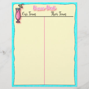 Folha de registro de Bunco - bebida tropical