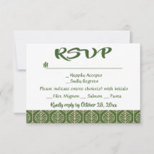 Folha de RSVP Verde Deixa a Festa de Casamento Boh