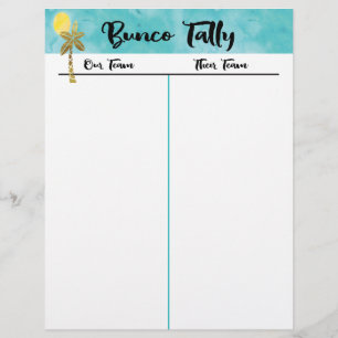 Folha de Tally Bunco - Diversão de Verão de Palmei