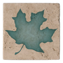 Folha de Turquesa Escura em Cream Trivet