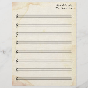 Folha de vazios Música 8 Escadas Antigo Papel Manc