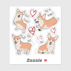 Folha do adesivo Corgi Love