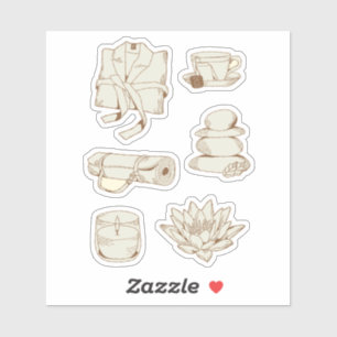 Folha do adesivo do Zen Self Care Planner