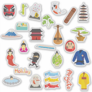 Folha do adesivo Ícones de cultura japoneses