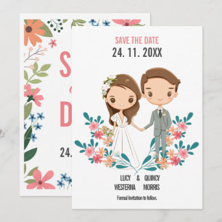Folha do Casal de desenho em branco Salvar a data