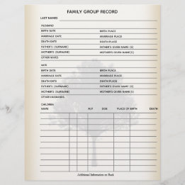 Folha do Grupo Genealogia da Árvore Familiar