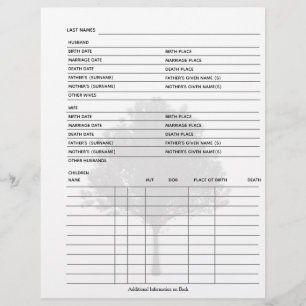 Folha do Grupo Genealogia da Árvore Familiar