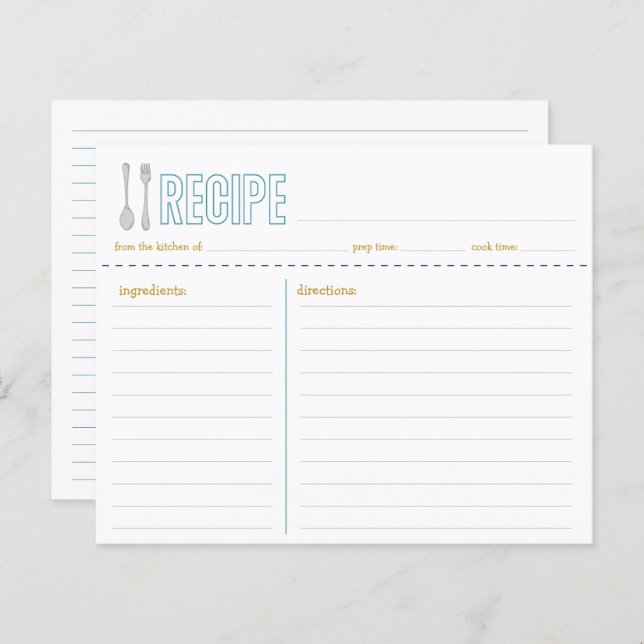 Folha e Cartão de Receita Amarelo Azul-Cola (Frente/Verso)