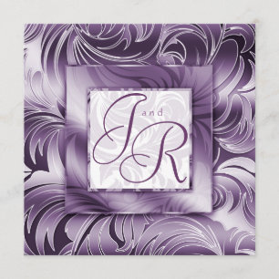 Folha elegante Silv roxo floral do convite do