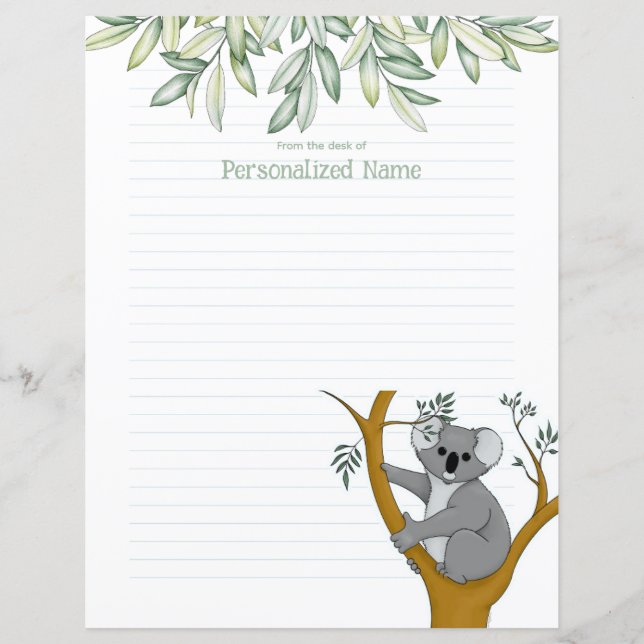 Folha Lined Callie Koala Eucalyptus (Frente)