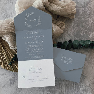 Folha mínima   Casamento RSVP Simples Azul e Branc