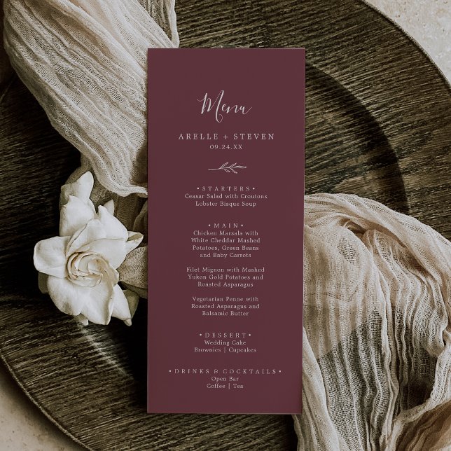 Folha mínima | Menu Janto Burgundy Wedding (Criador carregado)