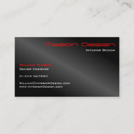 Folha preta e Cartão de visita minimalista vermelh