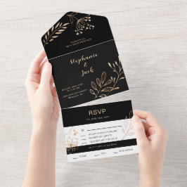 Folha Preta e Dourada - Casamento