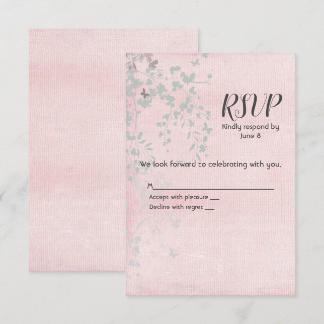 Folha Rosa e Prata RSVP (Frente/Verso)
