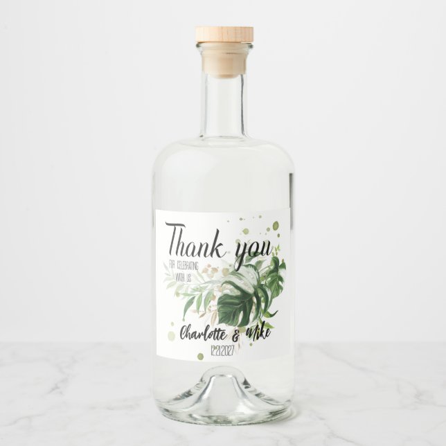 Folha Tropical de Casamento Personalizado Obrigado (Frente)