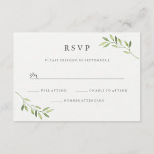 Folha verde da aguarela que Wedding RSVP