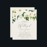 Folha Verde de Rosas Brancas em Casamento de Orçam<br><div class="desc">Folha Verde Rosas Brancas num Convite para Casamento de Orçamento</div>