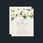 Folha Verde de Rosas Brancas em Casamento de Orçam<br><div class="desc">Folha Verde Rosas Brancas num Convite para Casamento de Orçamento</div>