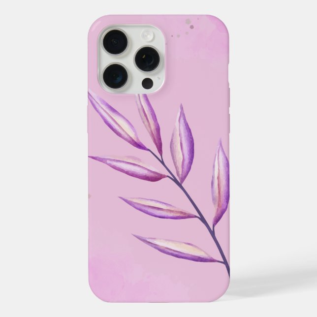 'Folha Violeta Serena' iPhone 15 Pro Max Minimalis (Verso)