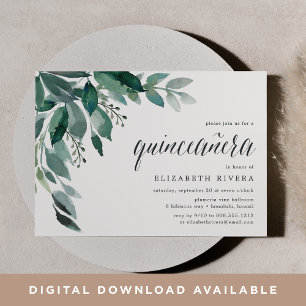 Folhagem Abundante Convite Quinceanera