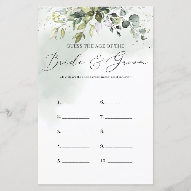 Folhagem Boho Eucalyptus Adivinha O Jogo Da Foto D (Frente)