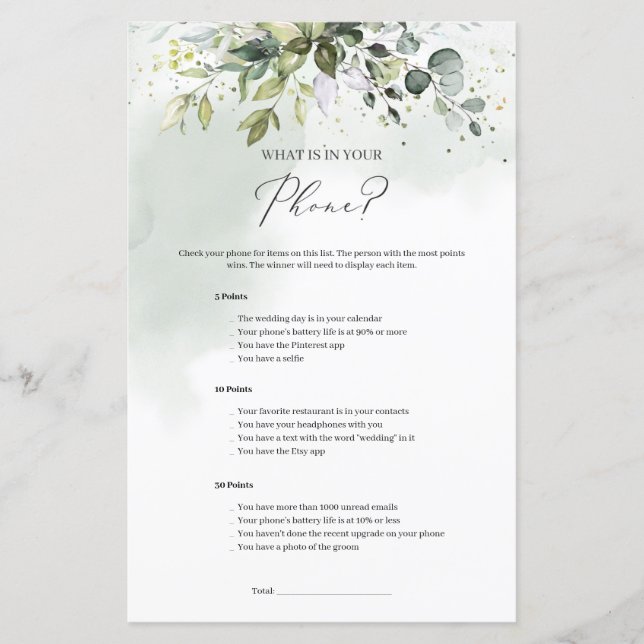 Folhagem Boho Greenery O que há no seu jogo de tel (Frente)