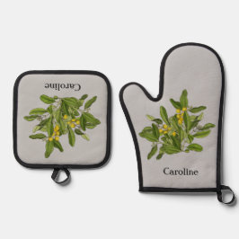 Folhagem Clássica de Greenery Oven Mitt e Potes